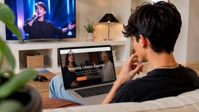 Persona che sceglie il percorso di canto sul sito Vocalrise